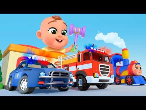 Fire Truck, Police Car, Train! | Kids Vehicles Song +More Lalafun Nursery Rhymes