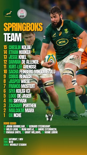 🚨 SPRINGBOKS TEAM TO FACE JAPAN!🚨 #RSAvJPN | Rugby Mad