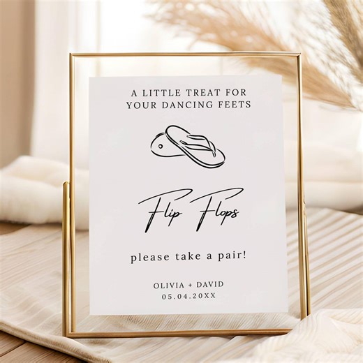 Wedding Flip Flops Sign, Dancing Feet Sign Template, Minimalist Printable Wedding Sign, A Little Treat for Your Dancing Feet, Canva Editable - Etsy