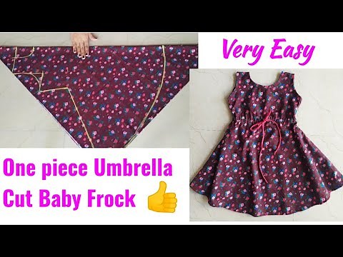 One Piece Umbrella Cut Baby Frock Cutting and Stitching Step by Step