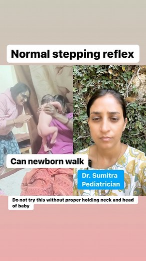 Dr Sumitra Meena | MD Pediatrician | Baby Sleep Expert on Instagram: "What is stepping reflex? It’s normal primitive reflex which present at birth and goes away in 2-3 months. #newborn #newbornbabytips #newbornbaby #newbornreflexes #newmom #newdad #grandfather #grandmother #baby #babyboy #babygirl"