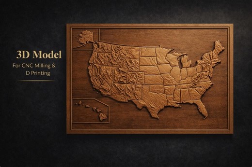 USA 3D Relief Map – High Detail STL Model for CNC & 3D Print - Etsy
