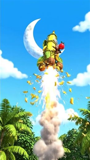 Monkey Goes to the Moon in a BANANA Rocket?! 🍌🚀 #shortsvideo #animation #trendingvideo