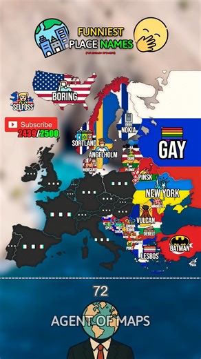 Funniest Place Names 😂!#europe #history #mapping #geomapping #geography