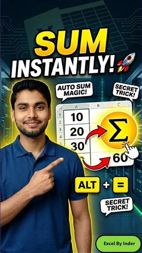 Excel AutoSum Trick in 30 Seconds ⚡ | Fastest Way to Add Numbers in Excel #shorts