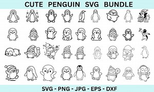 Cute Penguin SVG Bundle: Christmas Penguin Svg, Winter Penguin Svg, Penguin Baby Svg, Girl Penguin With Bow Svg, Penguin Cut File - Etsy