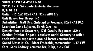 The Troopers of 1st Squadron, 17th Cavalry Regiment (AIR) - Task Force Saber conducted their aerial gunnery exercise at Camp Lejeune. This is the squadron's first major exercise after their return from Afghanistan. | 82nd Combat Aviation Brigade, 82nd Airborne Division