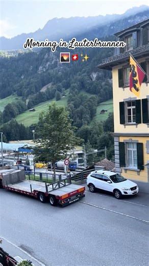 Beautiful Morning View in Lauterbrunnen Switzerland 🇨🇭 #beyondborders #gothicarchitecture #shorts