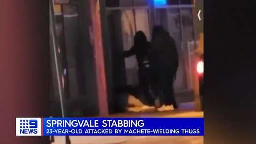 A man has been bashed and knifed by three machete wielding thugs at a popular shopping strip in Springvale. #9News | Nightly at 6pm | 9 News Melbourne
