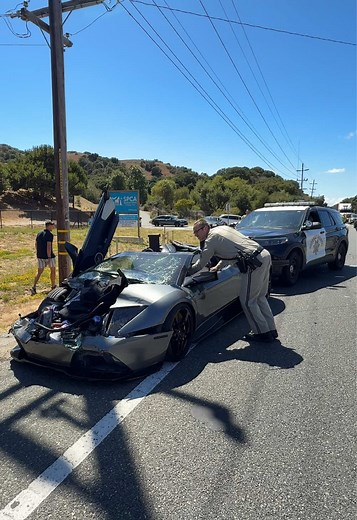 RARE Lamborghini Murcielago just CRASHED right outside of Laguna Seca at Monterey Car Week 2025… (Yes, thankfully everyone is okay.) #Lamborghini #Murcielago #CarWeek #LagunaSeca #Crash #fyp
