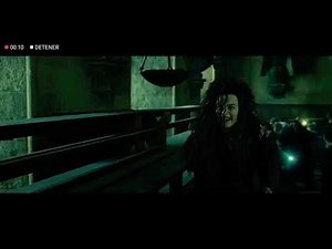 Muerte de Bellatrix Lestrange, Harry se lanza con Lord Voldemort al precipicio.