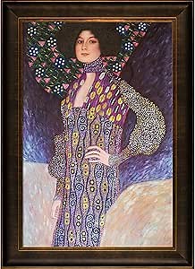 La Pastiche KLG5727-FR-939324X36 Portrait Of Emilie Floge Metallic Embellished Artwork By Gustav Klimt with Veine D'Or Bronze Scoop Frame