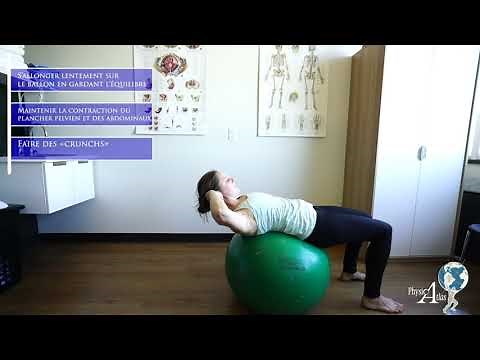 Exercice de réadaptation : Périnéal (Renforcement / «crunch» en allongement sur ballon)