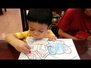 2 1/2 year old Toddler Colouring with Crayons