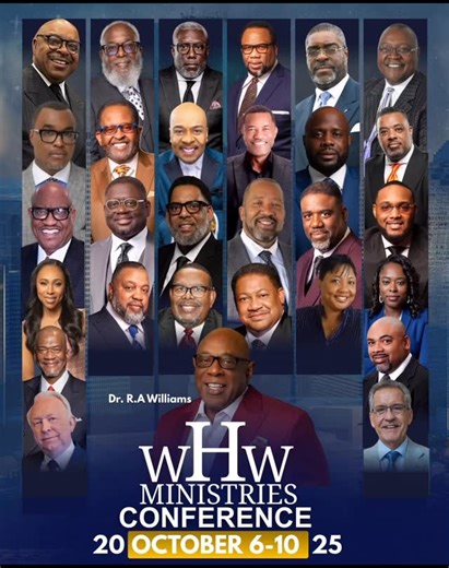 🔥Join us October 6-10 for an unforgettable week of powerful expository preaching and teaching with some of the most dynamic preachers and scholars of our time. 📆 October 6-10, 2025 📍 Marriott Westchase – 2900 Briarpark Drive, Houston, TX 77042 🅿️ Free Parking Available 📲 Registration ⤵️ www.whwministries.org Houston, let’s show up and show out! 🚀✨ #WHWConference2025 #WHWMinistries #DrRAWilliams #Faith #Leadership #Ministry #Church #ExpositoryPreaching #KingdomWork #Fellowship #October2025 