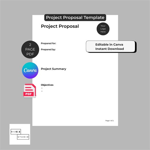 Editable Canva Project Proposal Template | Instant Digital Download | Business Professional Design - Etsy