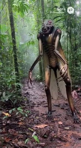 A insectoid Alien créature in the Amazon rainforest