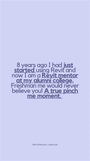 8 years ago I had just started using Revit and now I am a revit mentor at my alumni college. Freshman me would never believe you! A true pinch me moment. Follow along as I build out my Standout Designer movement!