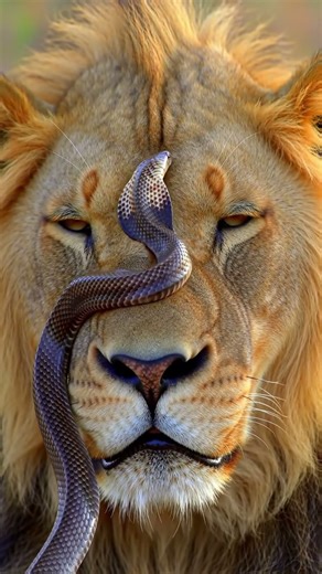 The Lion King and the Snake King – Friends or Foes An Unbelievable Encounter! #shorts #shortvideo