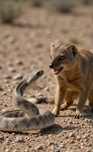 "Nature's Deadliest Battle: Quick Mongoose vs. Coiled Viper"