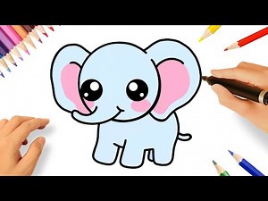 HOW TO DRAW A CUTE KAWAII ELEPHANT EASY 🐘
