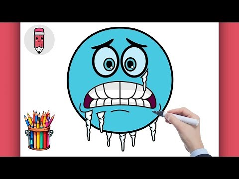 How to Draw Cold Emoji ❄️ - Easy Frozen Face Emoji Drawings - Cute Kawaii Drawings