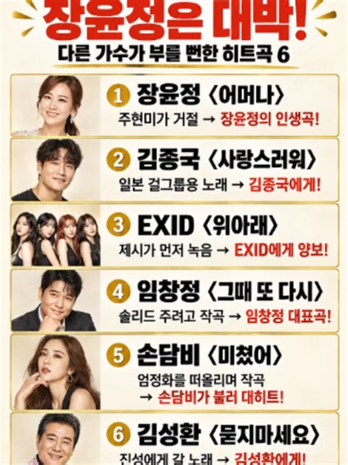 주현미가 거절한 '어머나'·장윤정 히트곡 반전 6가지