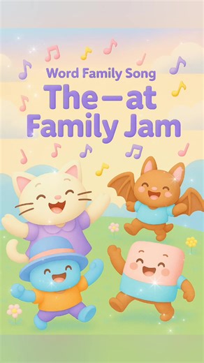 Word Family Song “The –at Family Jam” #WordFamilySong #AtFamily #PhonicsJam #RhymingFun #LearnToRead at family, rhyming words, phonics family, CVC word families