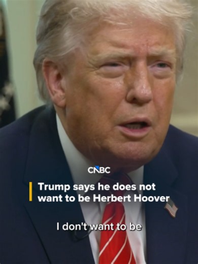 President #DonaldTrump invoked former president #HerbertHoover in an interview with #CNBC's Joe Kernen, saying he does not want to be remembered as a president who oversaw a depression. “I always said I don’t want to be a president with a depression on his resume. I don’t want to be Herbert Hoover,” Trump said. “Herbert Hoover was the president that probably took us into the Great Depression.” Tap the link on screen for more from the interview.