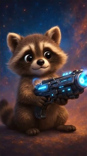 Baby Rocket Raccoon But Too Cute With a Blaster 😍🚀🔫✨