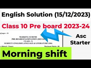 cbse class 10 english Pre board paper solution 2023-24 / english answer key / morning shift class 10