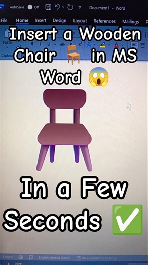 Insert a Wooden Chair 🪑 in MS Word 😱 #tech