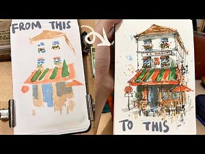 Loose sketching with ink and watercolor |Real time tutorial