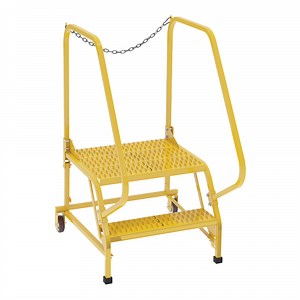 Vestil 24" x 21" x 20" Yellow 2-Step Steel Maintenance Ladder with Grip Strut Steps LAD-MM-2-G-YL - 350 lb. Capacity