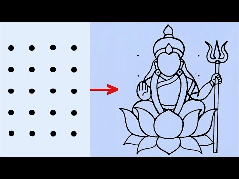 Maa Durga Devi drawing from 4×5 dots step by step // Durga Puja Rangoli //#durgadrawing