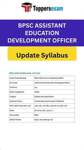 Bpsc aedo syllabus 2026 | bpsc aedo syllabus | bpsc aedo recruitment 2026 #bpsc #trending #ytviral