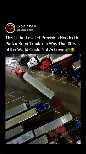 Explaining on Instagram: "Mastering a maneuver like this takes far more than raw courage. It’s the result of years of repetition, precision training, and split-second spatial judgment 🚛🔥 Truck drivers who can park at angles like this aren’t improvising. They’ve trained their eyes to measure distance without measuring tape, trained their hands to make micro-corrections without second-guessing, and trained their instincts to stay calm even when the margin for error is only a few inches. Most dri