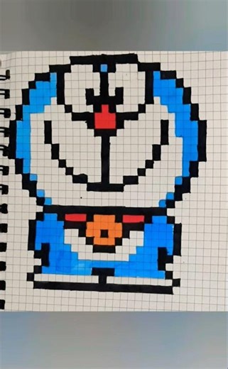 Doraemon Pixel Art 💙 Graph Paper Drawing | Satisfying Anime Art #Shorts