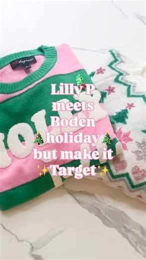 These might be the happiest holiday sweaters Target has ever launched — bright, polished, and preppy in the best way. Think Palm Beach Christmas meets cozy winter chic. 💕💚 Candy-stripe pink green, peppermint fair-isle, festive lettering — they feel boutique-cute but they’re Target. Cozy, colorful, joyful… and they look way more expensive than they are. Why they’re trending: 🎀 Bright, feminine color combos 🌲 Preppy holiday prints (Lilly/Boden-coded energy) ✨ Soft cozy knits with polished deta