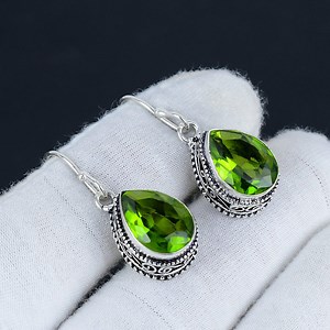 Handmade Peridot Earrings: 925 Sterling Silver Antique Style - Etsy