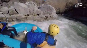 Dramatic white water rafting in California