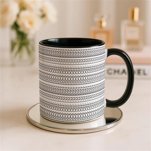 Hidden Message Coffee Mug | Sarcastic Humor Cup | Funny Gift for Friends | Unique Black Pattern Accent Mug - Etsy