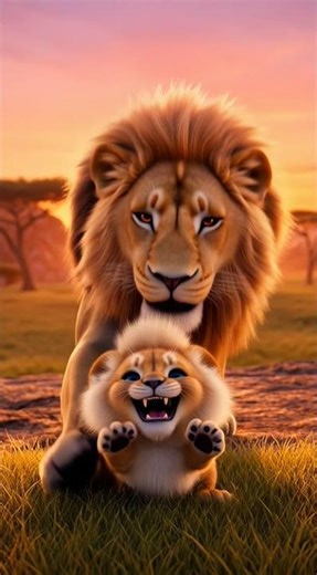 Dad Lion & Tiny Cub Hug = PURE HEART MELT 😭🦁 (Disney Pixar Magic)