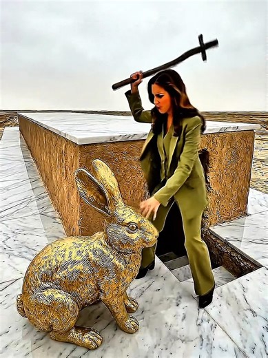 The girl broke the statue of the Rabbit Queen😱😳 and the rabbits followed the girl.😮