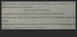 CO(g) and H2​O(v) are taken in a flask, sealed and heated to sa... | Filo