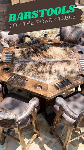 Custom Barstools for your custom poker table?! Let us know how we can help you design your next game room, basement, or trophy room set up. | Bison Creek Interiors