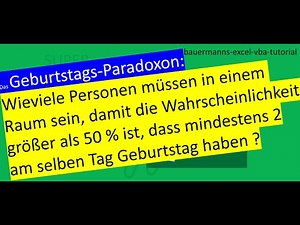 051 - Das Geburtstags Paradoxon / in excel gelöst / vba tutorial