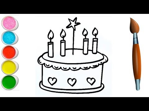 Happy birthday cake Drawing for beginners | Coloring & painting | Toddlers | Kids Video #cake |