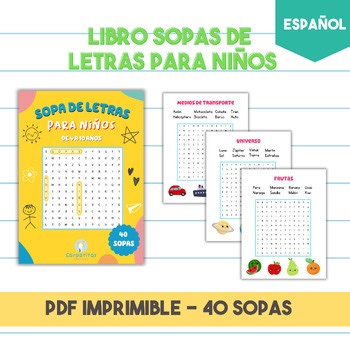 Sopas de Letras para Niños en Español | 40 Word Search   Soluciones | Actividade