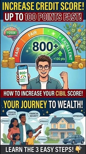 Increase Credit Score by 100 Points FAST! 🚀CIBIL Score (3 Easy Steps) 💳 #creditcards #debtfree